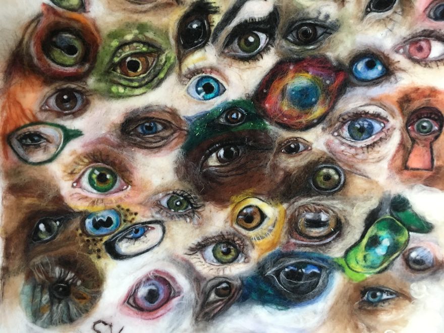 I “Painted” 100 Eyes In 100 Days With Wool I “Painted” 100 Eyes In 100 Days With Wool