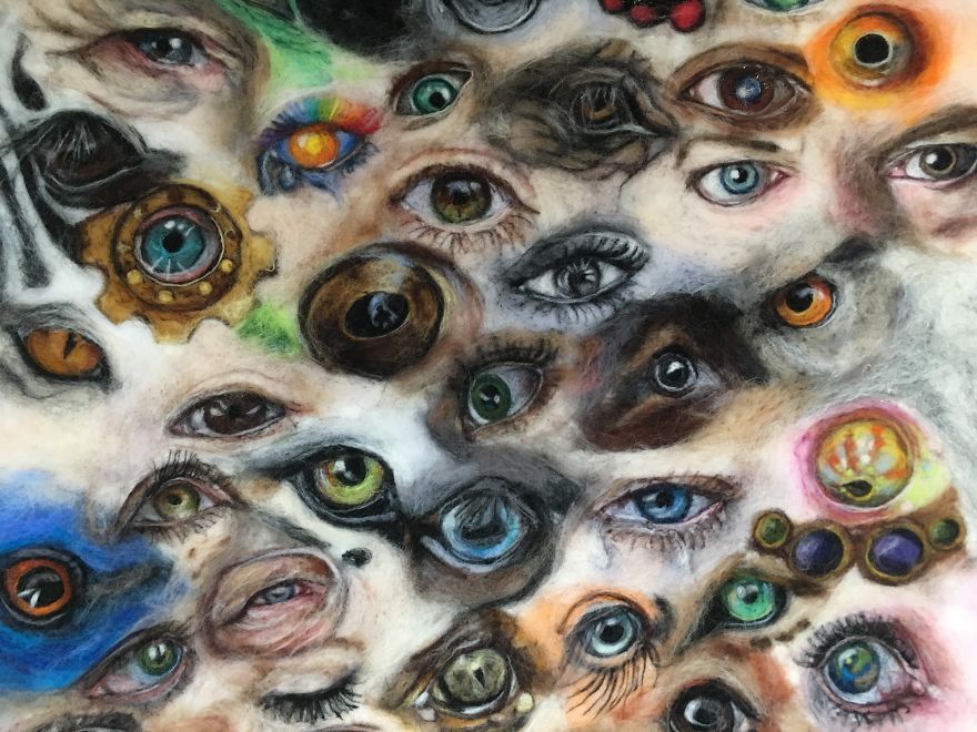I “Painted” 100 Eyes In 100 Days With Wool I “Painted” 100 Eyes In 100 Days With Wool