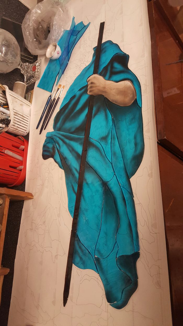 Thoughtful Poseidon: My Stained Glass Mural Thoughtful Poseidon: My Stained Glass Mural