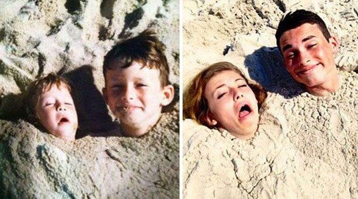 193 Siblings Who Hilariously Recreated Their Childhood Photos 193 Siblings Who Hilariously Recreated Their Childhood Photos