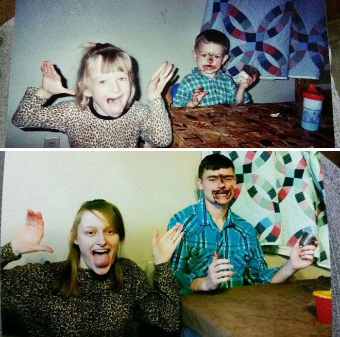 193 Siblings Who Hilariously Recreated Their Childhood Photos 193 Siblings Who Hilariously Recreated Their Childhood Photos