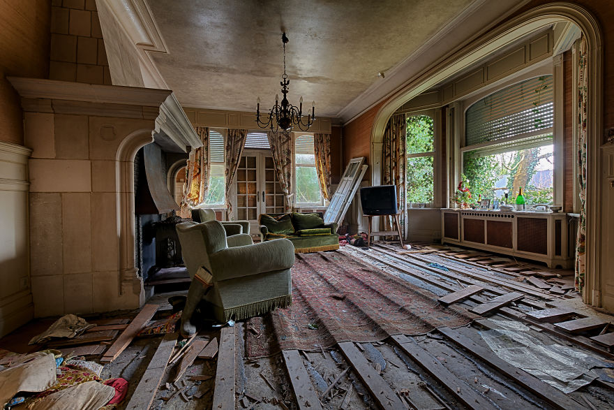 Not Only The Glass Is Stained In An Abandoned Mansion In Belgium Not Only The Glass Is Stained In An Abandoned Mansion In Belgium