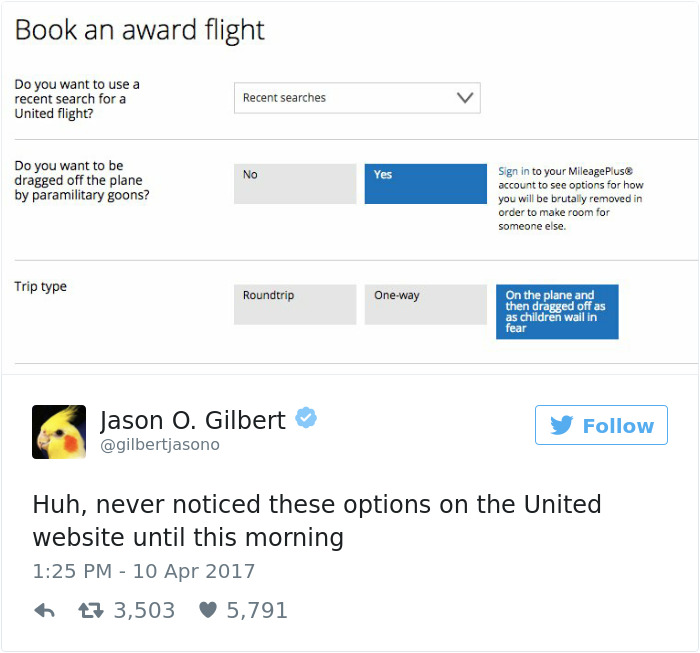 314 Of The Funniest Reactions To United Airlines Violently Dragging A Man Off A Plane (Add Yours)