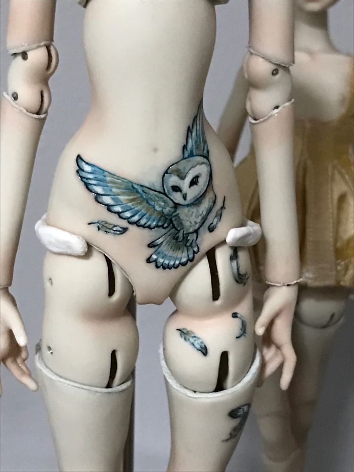 Impressive Engraved And Painted Tattoos On Small One Of A Kind Porcelain Dolls Impressive Engraved And Painted Tattoos On Small One Of A Kind Porcelain Dolls