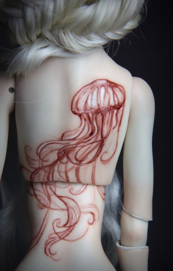 Impressive Engraved And Painted Tattoos On Small One Of A Kind Porcelain Dolls Impressive Engraved And Painted Tattoos On Small One Of A Kind Porcelain Dolls