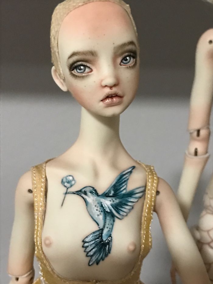Impressive Engraved And Painted Tattoos On Small One Of A Kind Porcelain Dolls Impressive Engraved And Painted Tattoos On Small One Of A Kind Porcelain Dolls