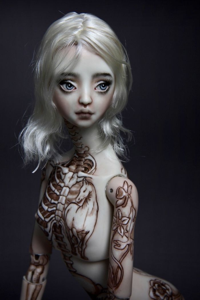 Impressive Engraved And Painted Tattoos On Small One Of A Kind Porcelain Dolls Impressive Engraved And Painted Tattoos On Small One Of A Kind Porcelain Dolls