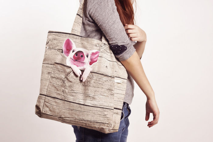 Forever Together: Hand-Painted Shoulder Bags With Animals In A Pocket
