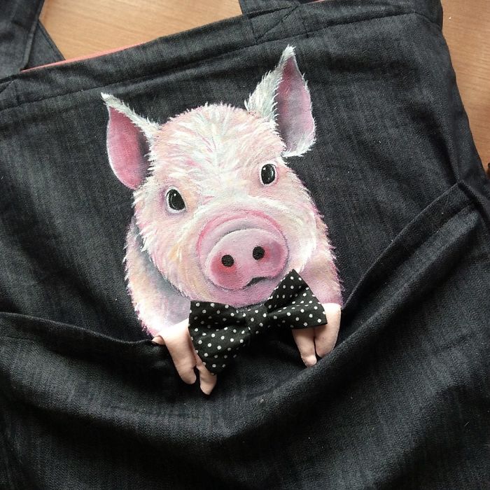 Forever Together: Hand-Painted Shoulder Bags With Animals In A Pocket