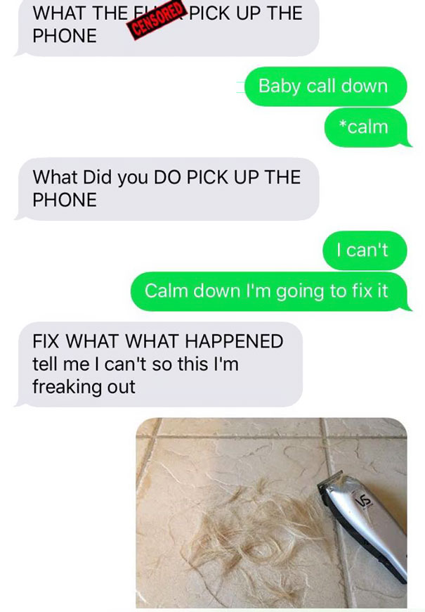 Husband Texts Wife Pictures Of An Accident At Home, And Now She’s Going To Kill Him Husband Texts Wife Pictures Of An Accident At Home, And Now She’s Going To Kill Him