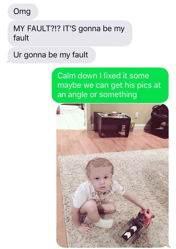 Husband Texts Wife Pictures Of An Accident At Home, And Now She’s Going To Kill Him Husband Texts Wife Pictures Of An Accident At Home, And Now She’s Going To Kill Him