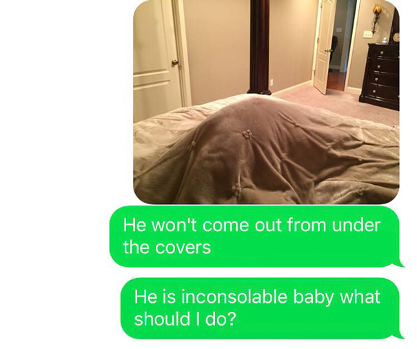 Husband Texts Wife Pictures Of An Accident At Home, And Now She’s Going To Kill Him Husband Texts Wife Pictures Of An Accident At Home, And Now She’s Going To Kill Him