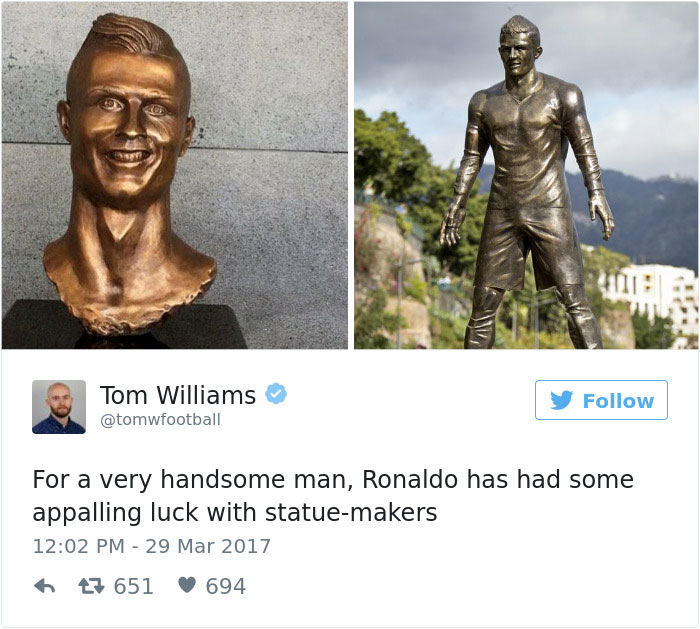 112 Of The Funniest Reactions To Cristiano Ronaldo’s New Statue (Add Yours) 112 Of The Funniest Reactions To Cristiano Ronaldo’s New Statue (Add Yours)