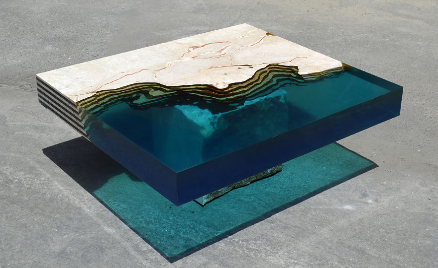 Aquatic Coffee Tables That I Make By Merging Natural Stone And Resin Aquatic Coffee Tables That I Make By Merging Natural Stone And Resin