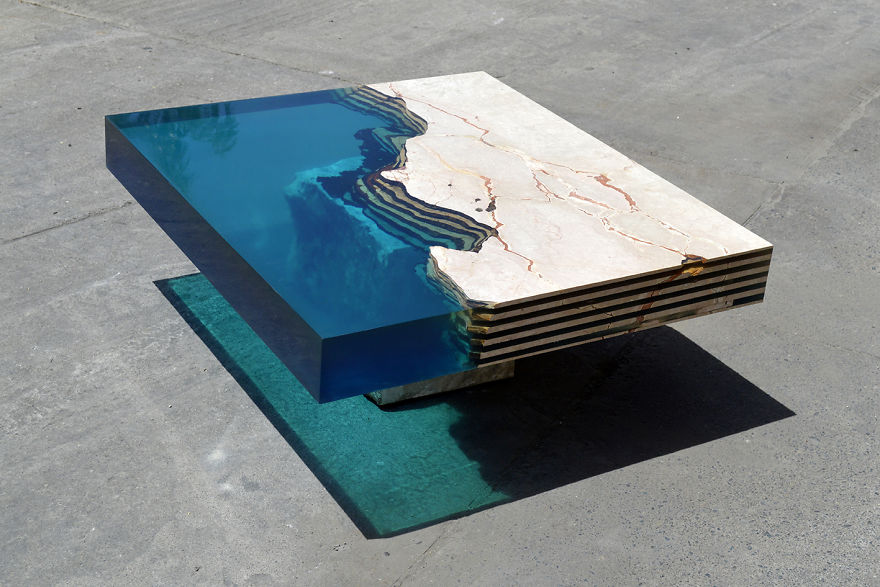 Aquatic Coffee Tables That I Make By Merging Natural Stone And Resin Aquatic Coffee Tables That I Make By Merging Natural Stone And Resin