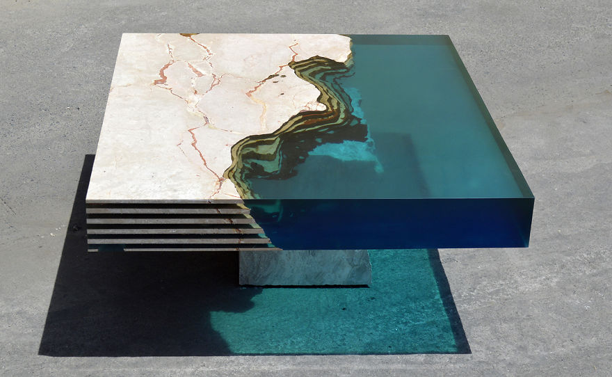 Aquatic Coffee Tables That I Make By Merging Natural Stone And Resin Aquatic Coffee Tables That I Make By Merging Natural Stone And Resin