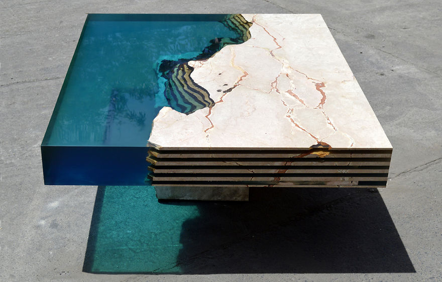 Aquatic Coffee Tables That I Make By Merging Natural Stone And Resin Aquatic Coffee Tables That I Make By Merging Natural Stone And Resin