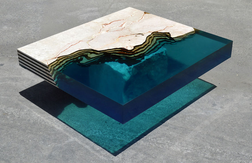 Aquatic Coffee Tables That I Make By Merging Natural Stone And Resin Aquatic Coffee Tables That I Make By Merging Natural Stone And Resin