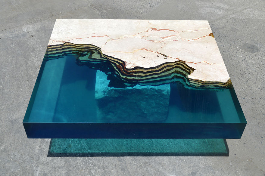 Aquatic Coffee Tables That I Make By Merging Natural Stone And Resin Aquatic Coffee Tables That I Make By Merging Natural Stone And Resin