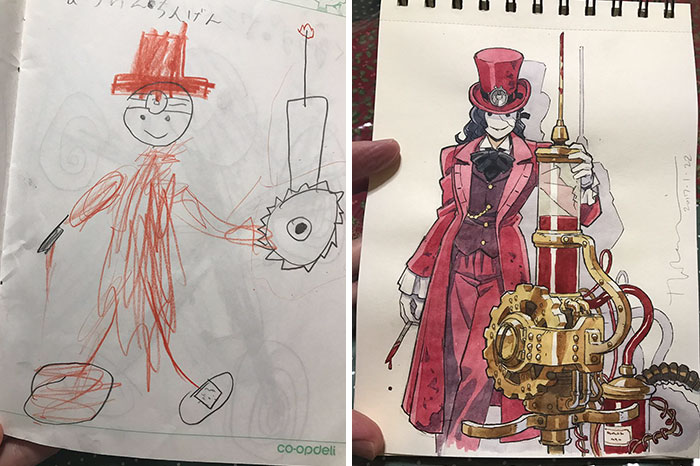 Dad Turns His Sons’ Doodles Into Anime Characters, And The Result Is Amazing Dad Turns His Sons’ Doodles Into Anime Characters, And The Result Is Amazing