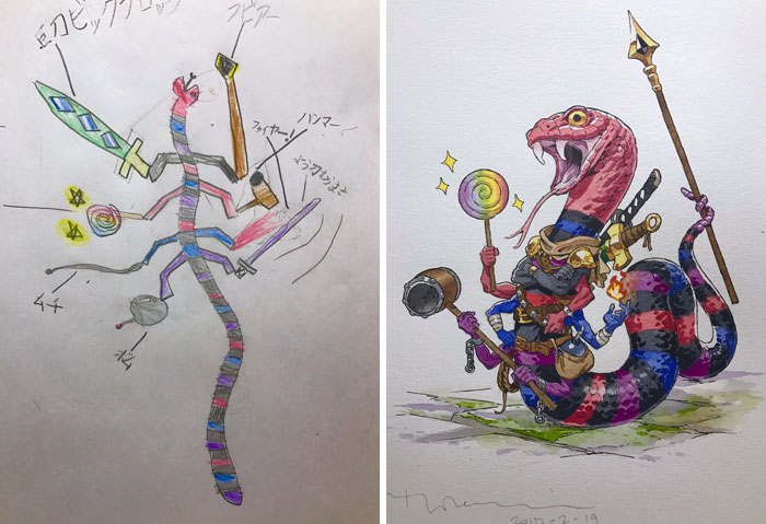 Dad Turns His Sons’ Doodles Into Anime Characters, And The Result Is Amazing Dad Turns His Sons’ Doodles Into Anime Characters, And The Result Is Amazing