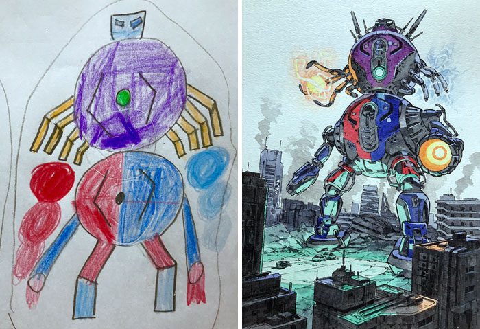 Dad Turns His Sons’ Doodles Into Anime Characters, And The Result Is Amazing Dad Turns His Sons’ Doodles Into Anime Characters, And The Result Is Amazing