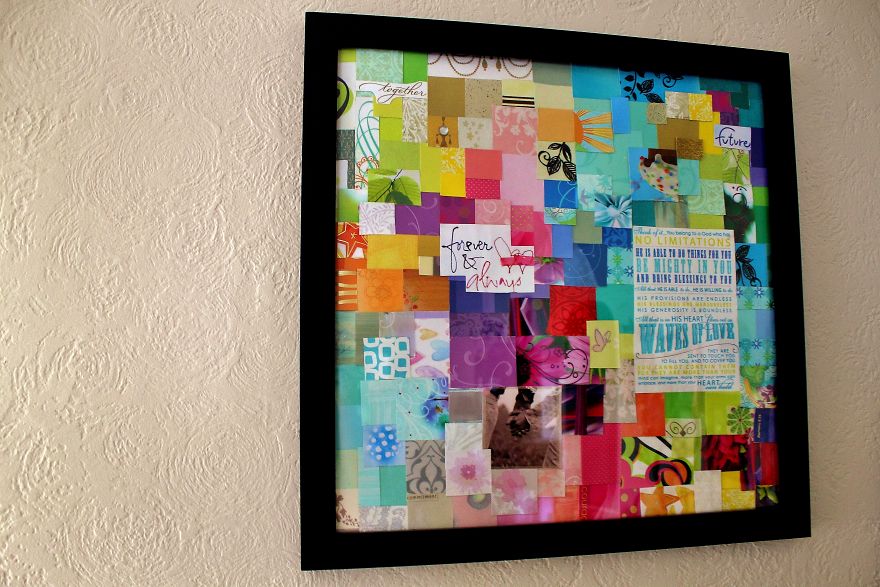 I Cut Up All Our Wedding Cards And Turned Them Into Art For Our Home I Cut Up All Our Wedding Cards And Turned Them Into Art For Our Home