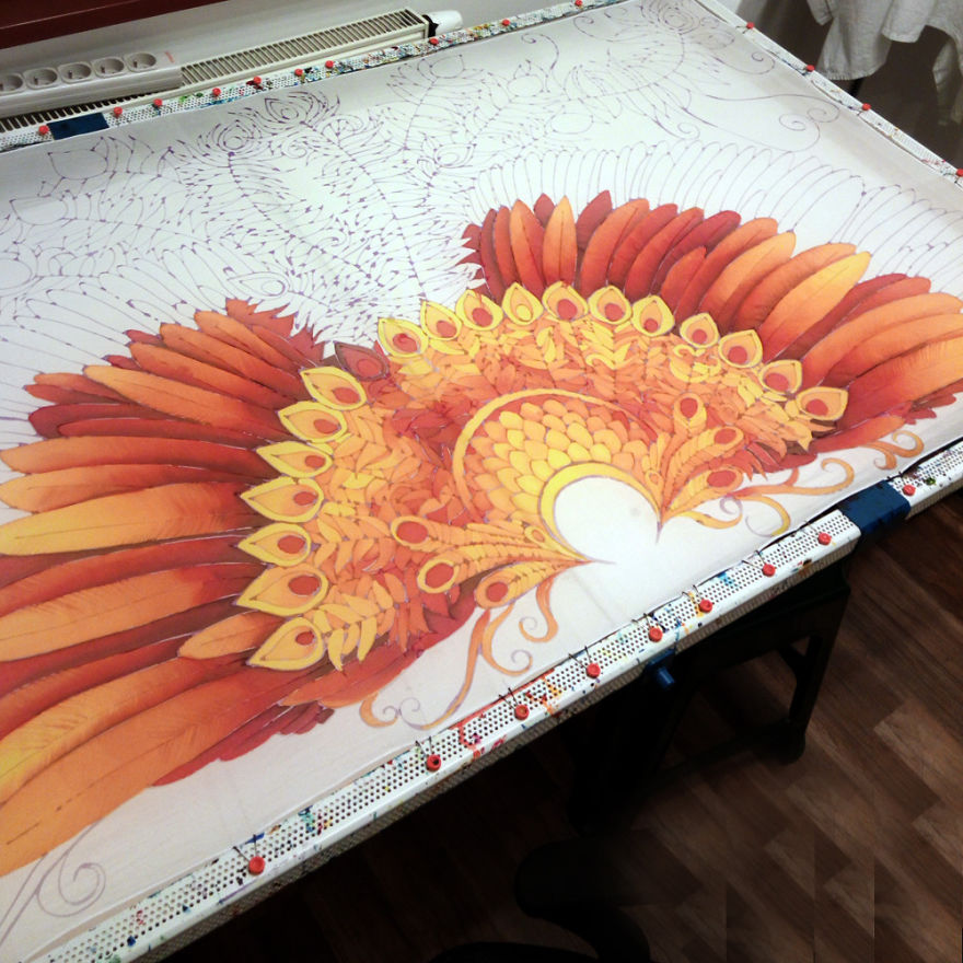 I Hand-Painted This Silk Scarf That Will Give You Firebird Wings