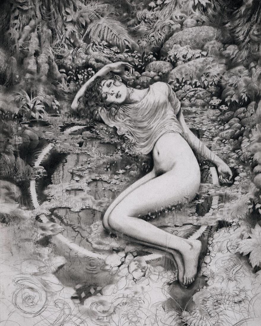 I Capture Dream-Like Images Using A Graphite Pencil