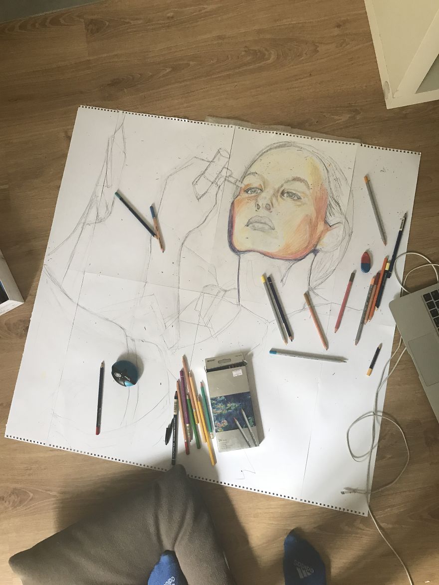 I Made Another Portrait Of My Friend With A Ball Pen And Coloured Pencils I Made Another Portrait Of My Friend With A Ball Pen And Coloured Pencils