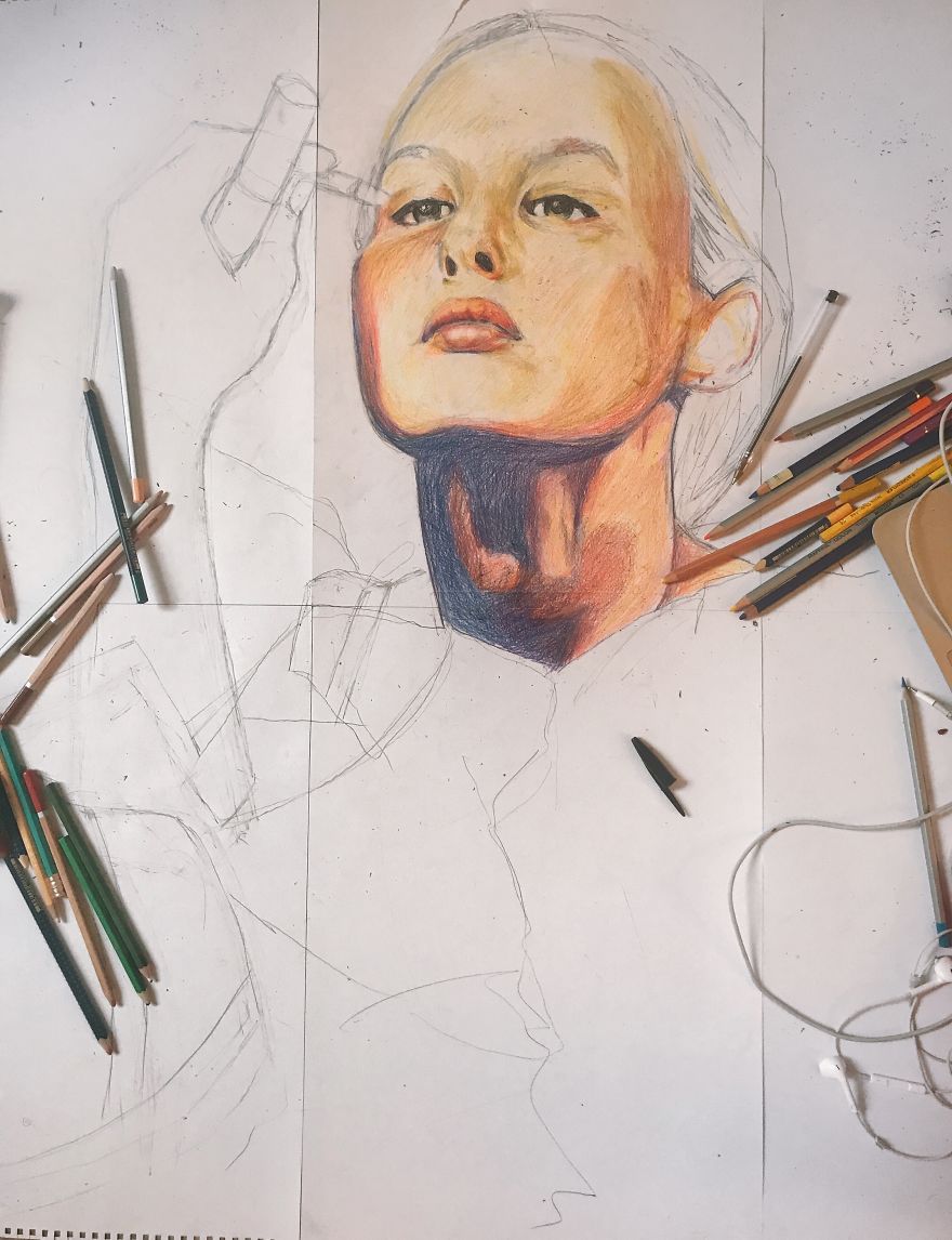 I Made Another Portrait Of My Friend With A Ball Pen And Coloured Pencils I Made Another Portrait Of My Friend With A Ball Pen And Coloured Pencils