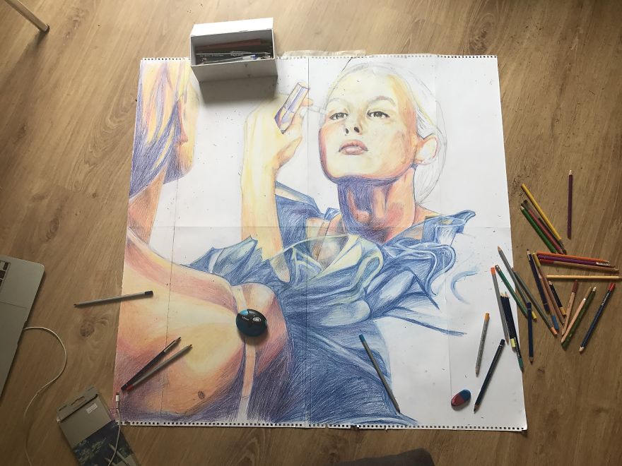 I Made Another Portrait Of My Friend With A Ball Pen And Coloured Pencils I Made Another Portrait Of My Friend With A Ball Pen And Coloured Pencils