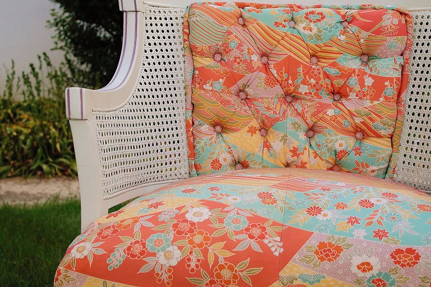 I Covered Cane Back Chair In My Japanese Kimono