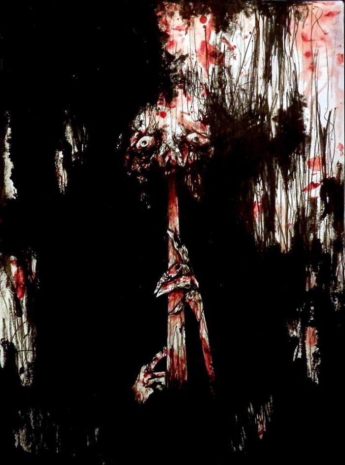 Artist Paints Nightmares With His Own Blood