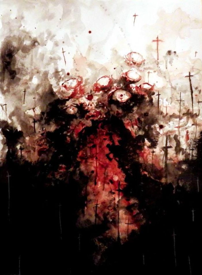 Artist Paints Nightmares With His Own Blood