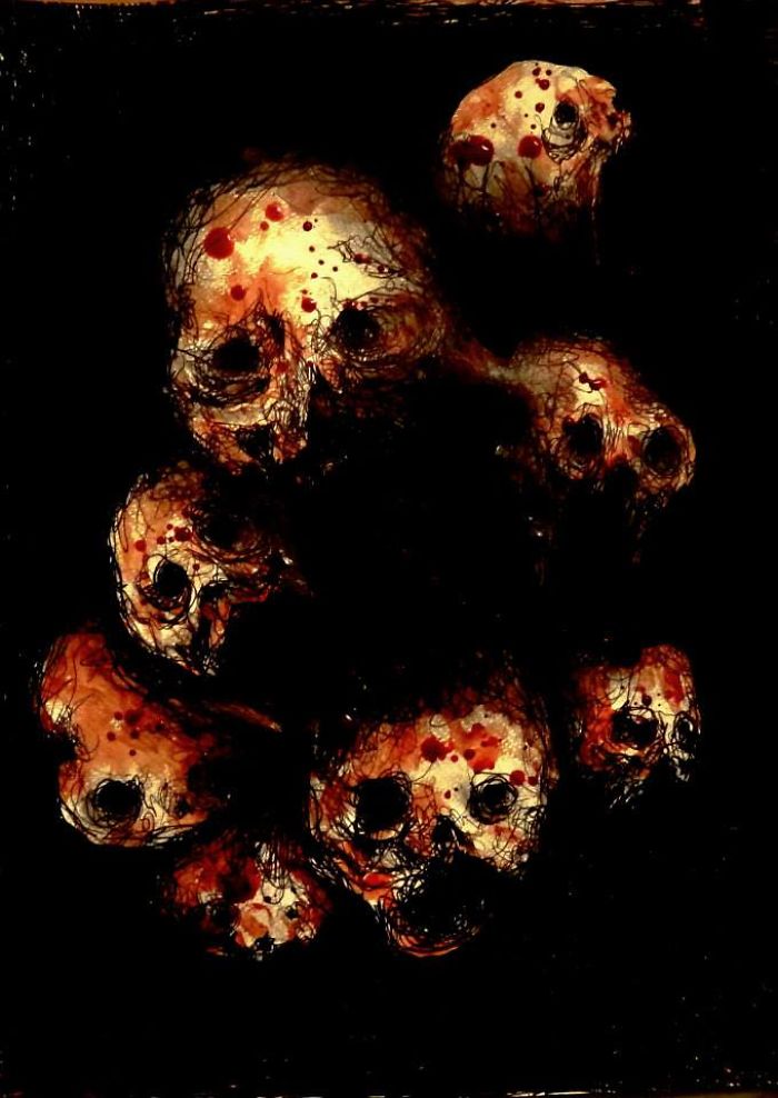 Artist Paints Nightmares With His Own Blood