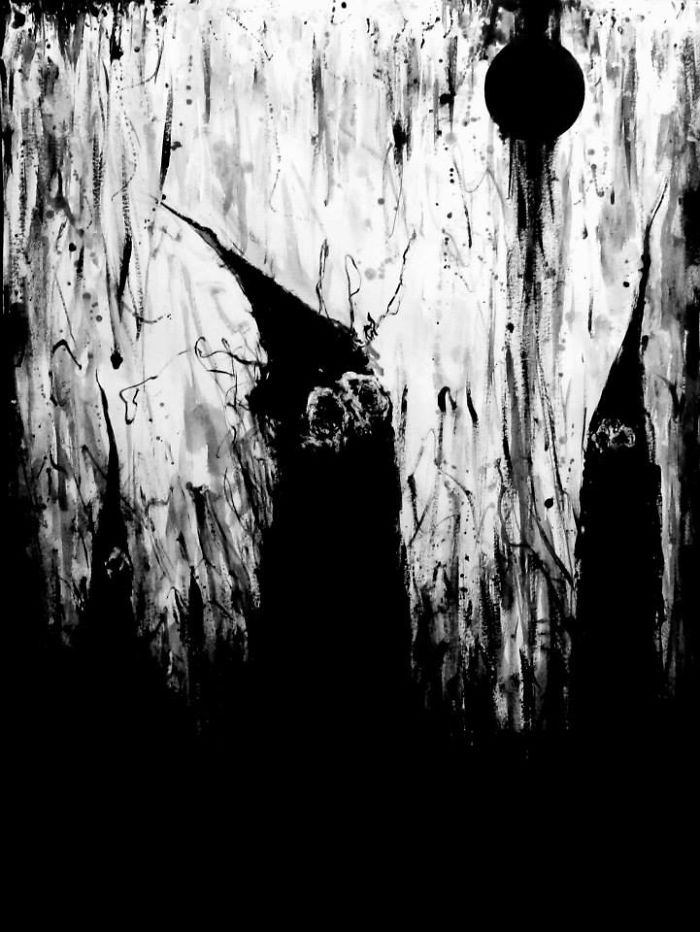 Artist Paints Nightmares With His Own Blood