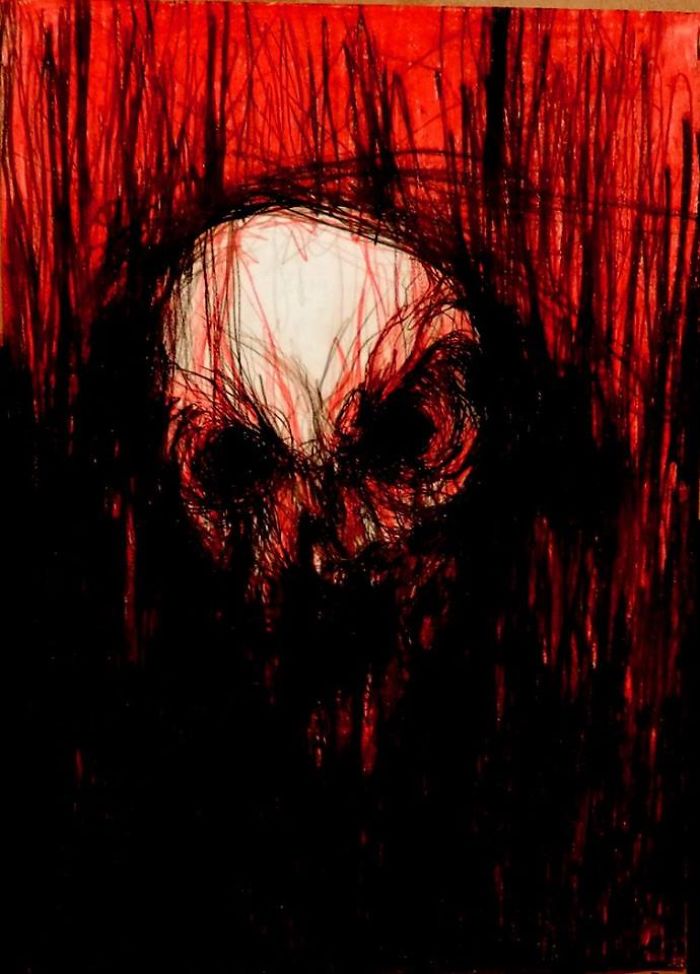 Artist Paints Nightmares With His Own Blood