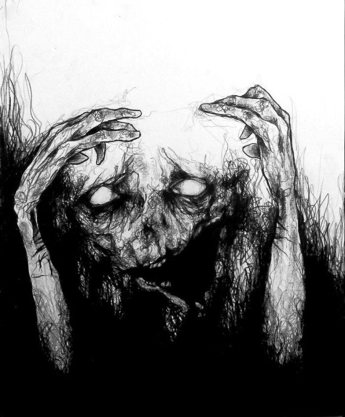 Artist Paints Nightmares With His Own Blood