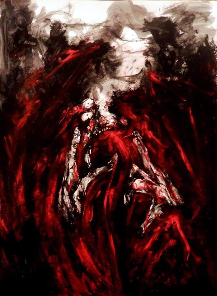 Artist Paints Nightmares With His Own Blood