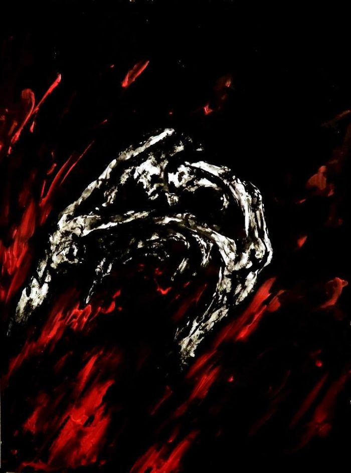Artist Paints Nightmares With His Own Blood