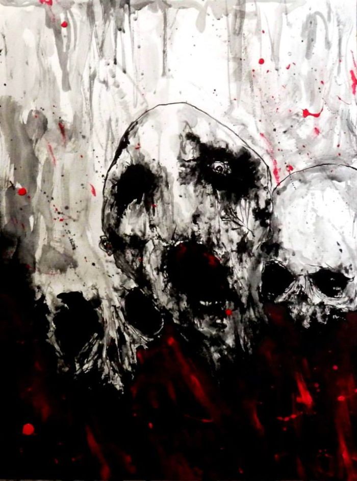 Artist Paints Nightmares With His Own Blood