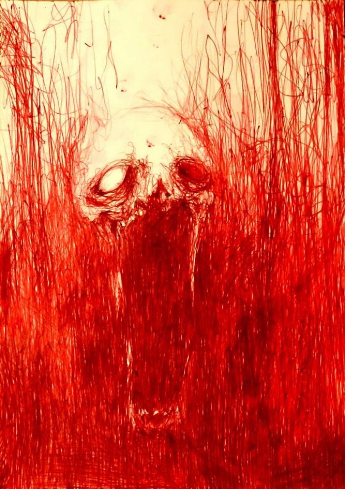 Artist Paints Nightmares With His Own Blood