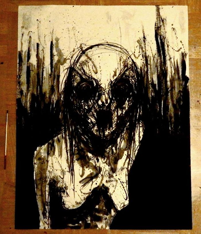 Artist Paints Nightmares With His Own Blood