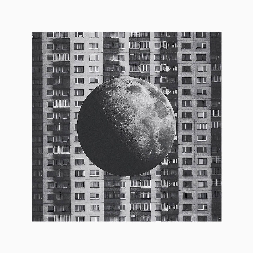 Cosmic Black &#038; White Photo Illustrations Of Architecture