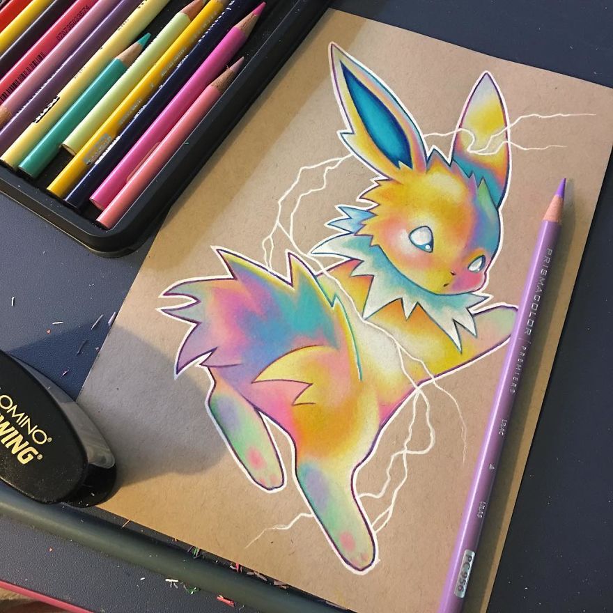 I Create Prismatic Pokemon Art With Colored Pencils I Create Prismatic Pokemon Art With Colored Pencils