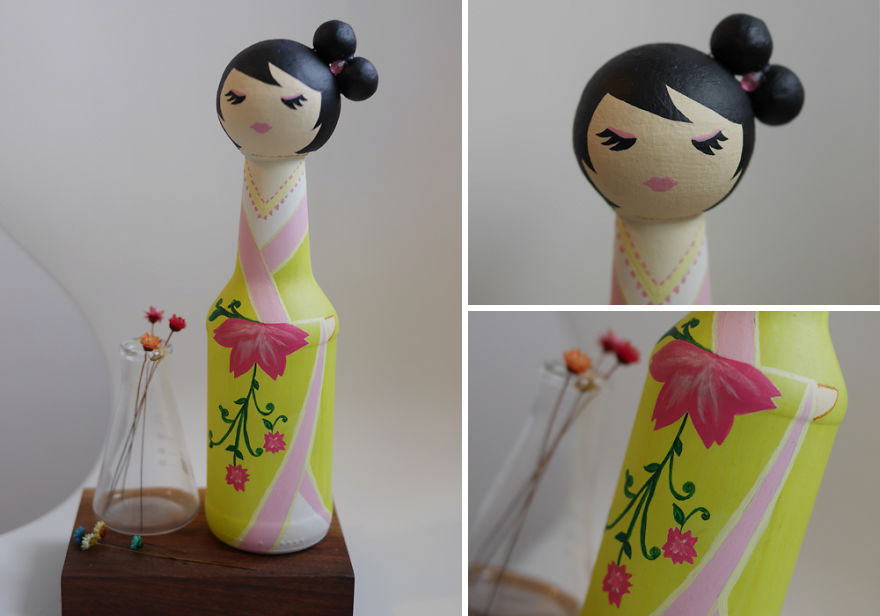 I Collected Glass Bottles And Ended Up Creating Japanese Dolls