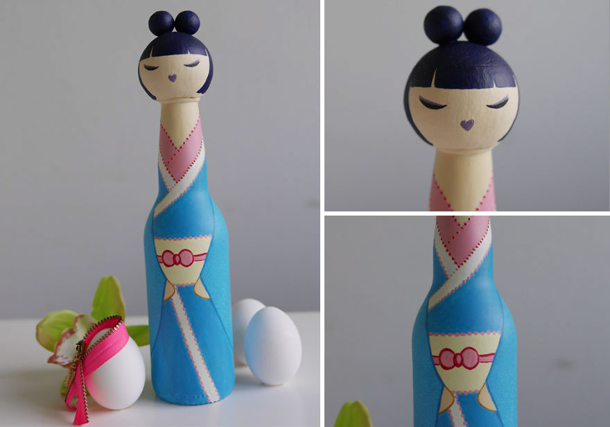 I Collected Glass Bottles And Ended Up Creating Japanese Dolls