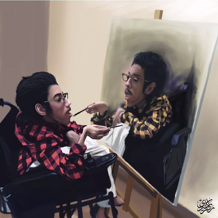 Artist Proves That Disability Is Not A Limit By Creating These Realistic Paintings