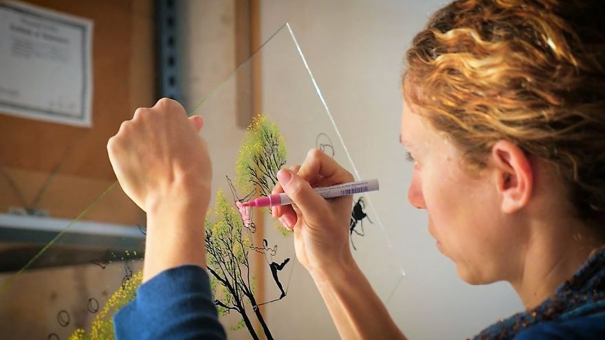 I Use Innovative Technique Of Painting On Glass… In 3D